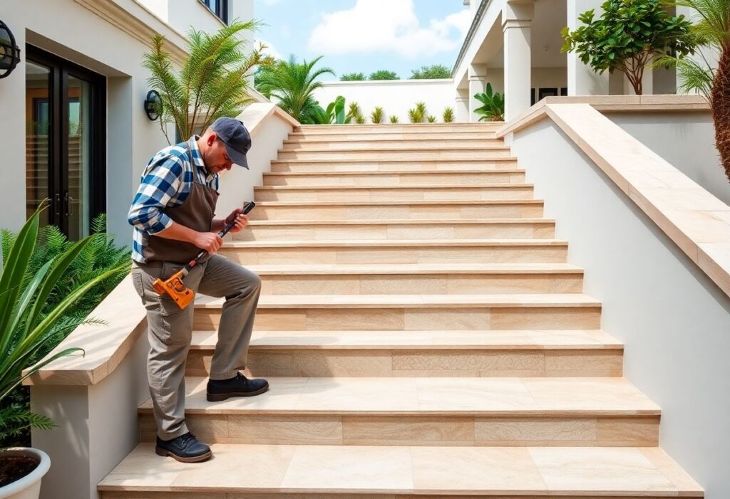 carreler un escalier extérieur