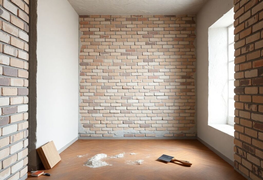 enduit sur brique intérieur