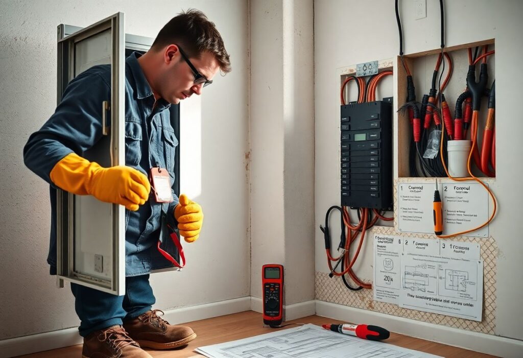 condamner fil électrique dans mur