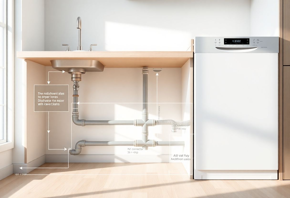 schema evacuation evier et lave vaisselle